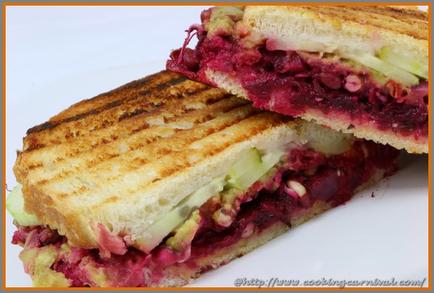 Creamy Beetroot And Sprouts Grilled Sandwich