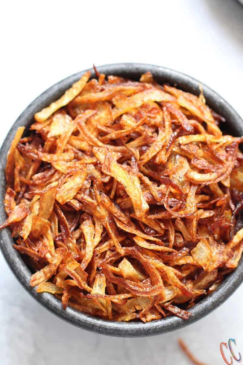 Crispy fried onions for biryani