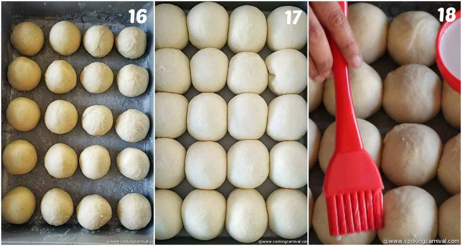 keeping dinner rolls for second proofing and then brushing them with milk