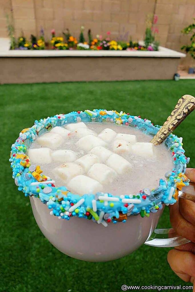 Hot cocoa in a mug with marshmallows