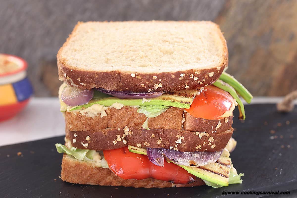 Grilled Veggie Hummus Sandwich