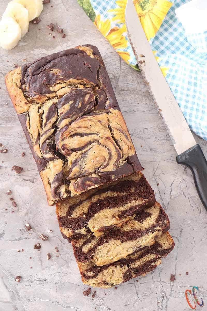 Whole Wheat Banana Chocolate Marbled bread