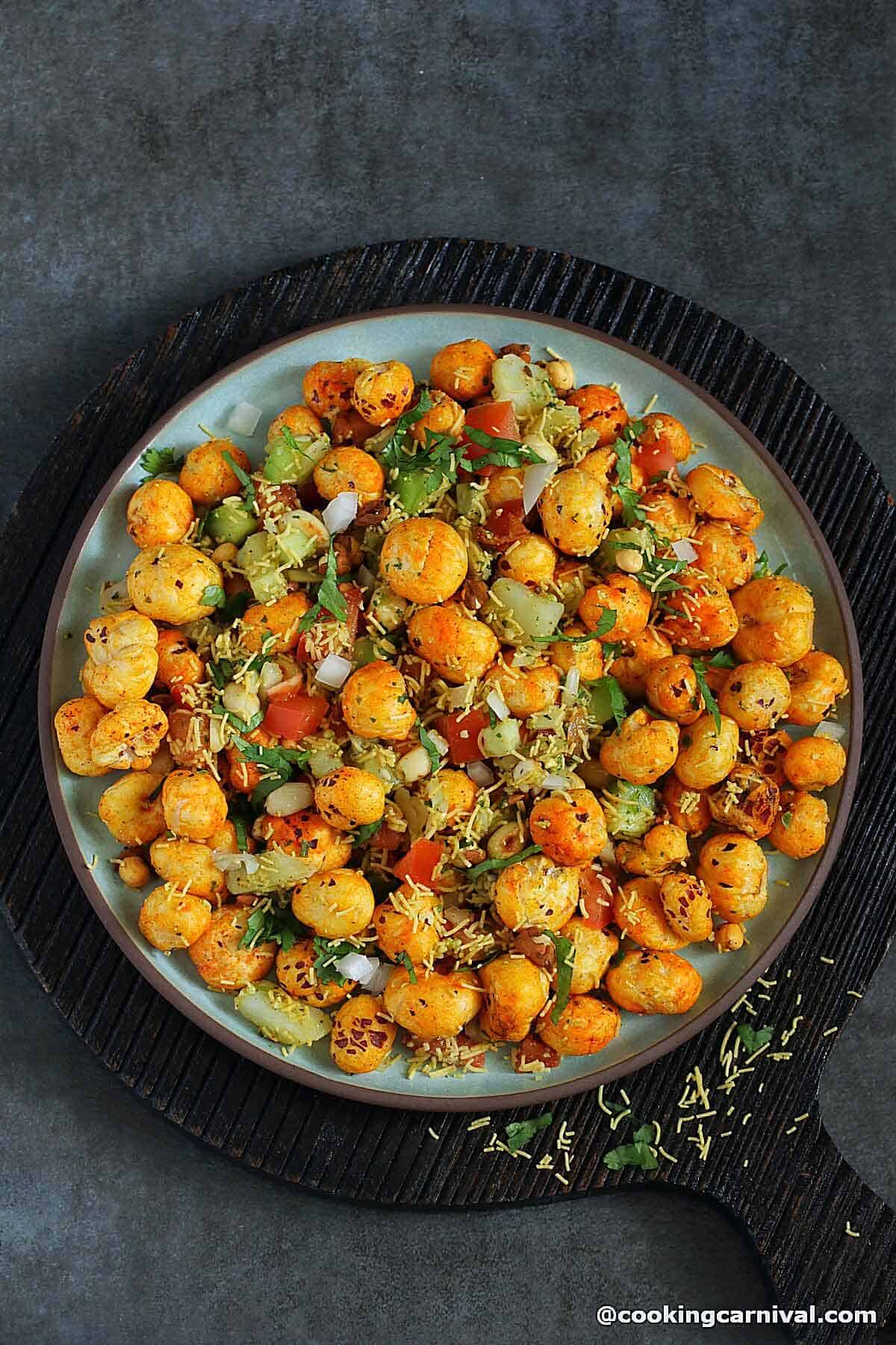 Makhana Chaat in a plate.