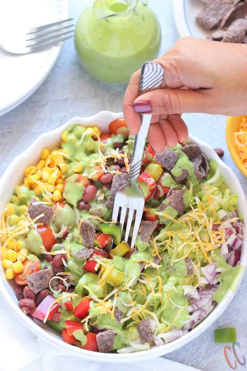 Southwest Salad with avocado dressing