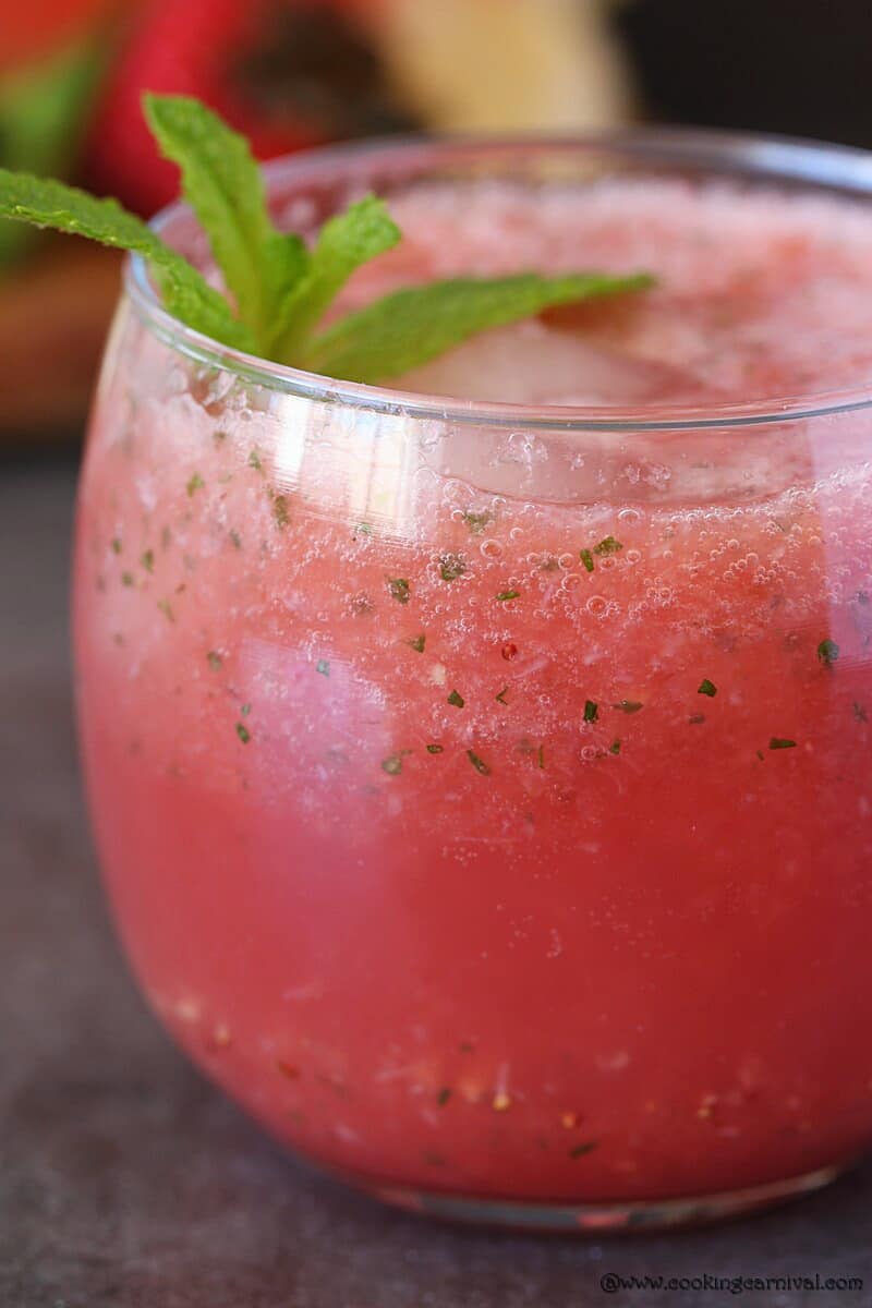 close up shot of strawberry and watermelon lemonade soda
